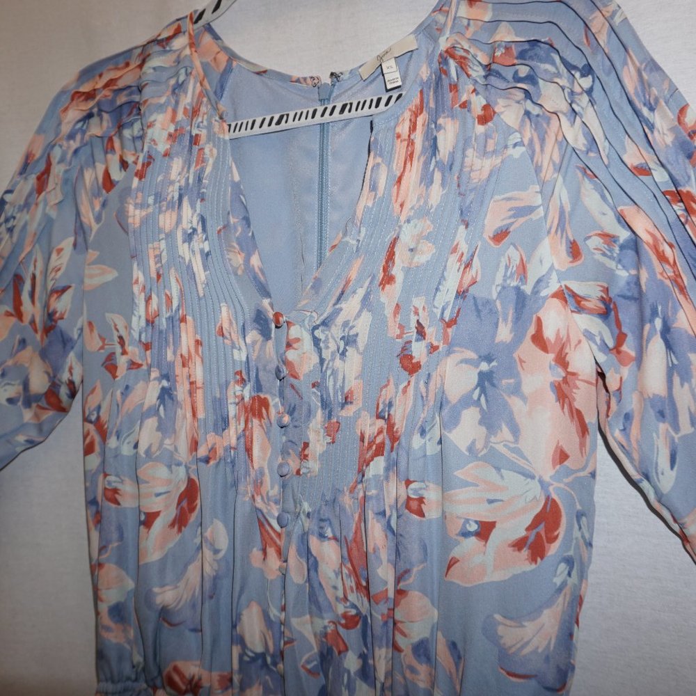 JOIE Sarnelle Blue Silk Floral Romper Bell Sleeves sz XS spring jumpsuit   B-17 - Picture 3 of 8